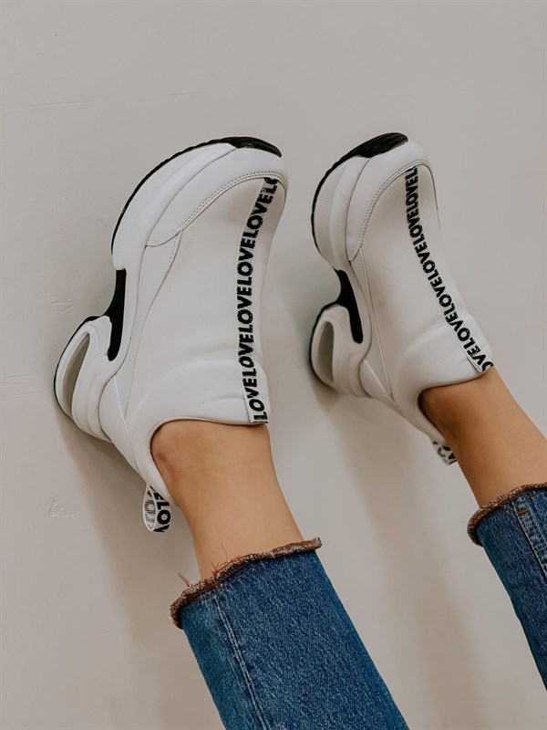 Beyaz Triko (Love) Kadın Sneakers