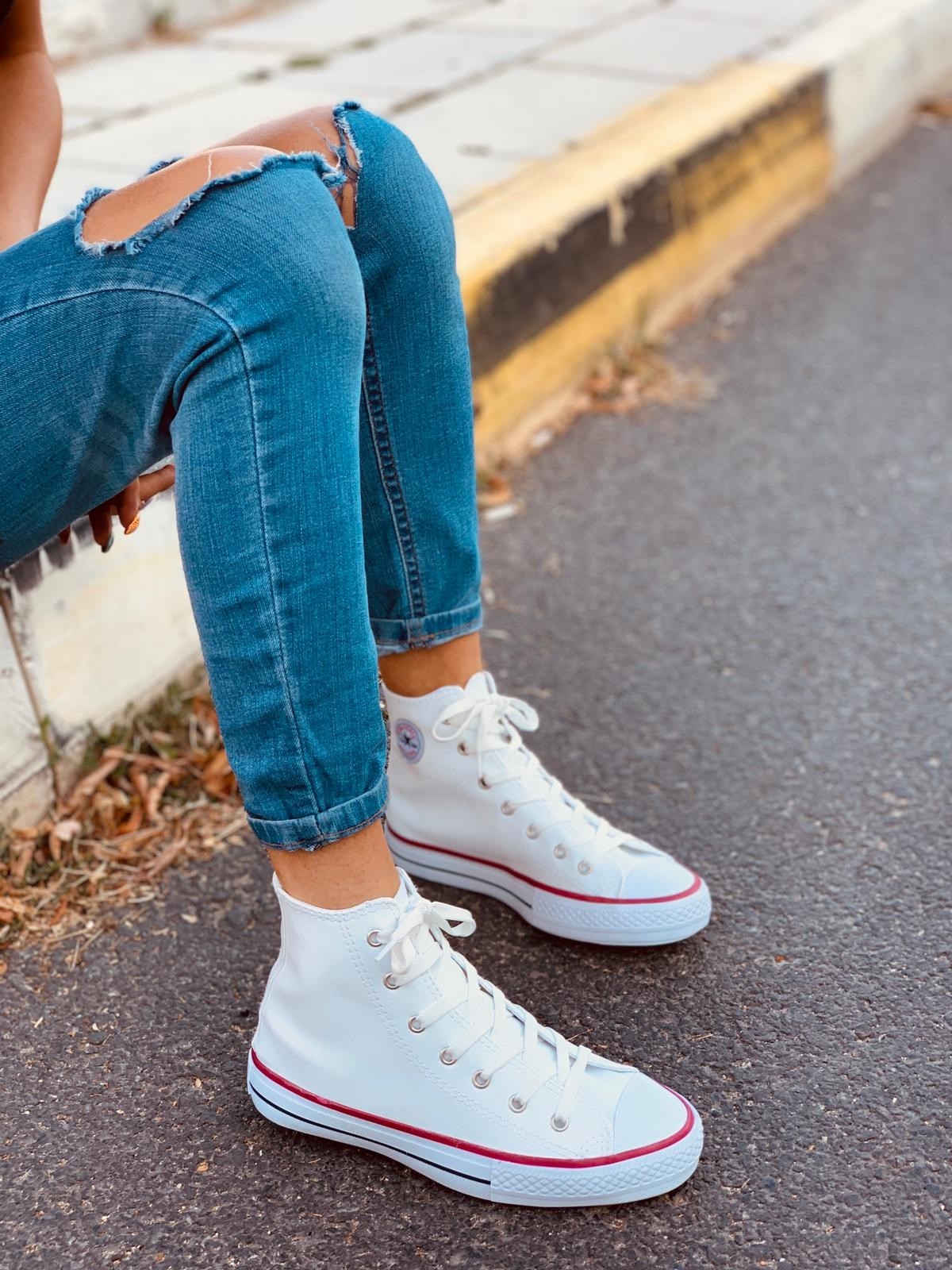Bot Beyaz Deri (Converse) Kadın Spor Ayakkabı Sneakers l Erva'nın Butiği