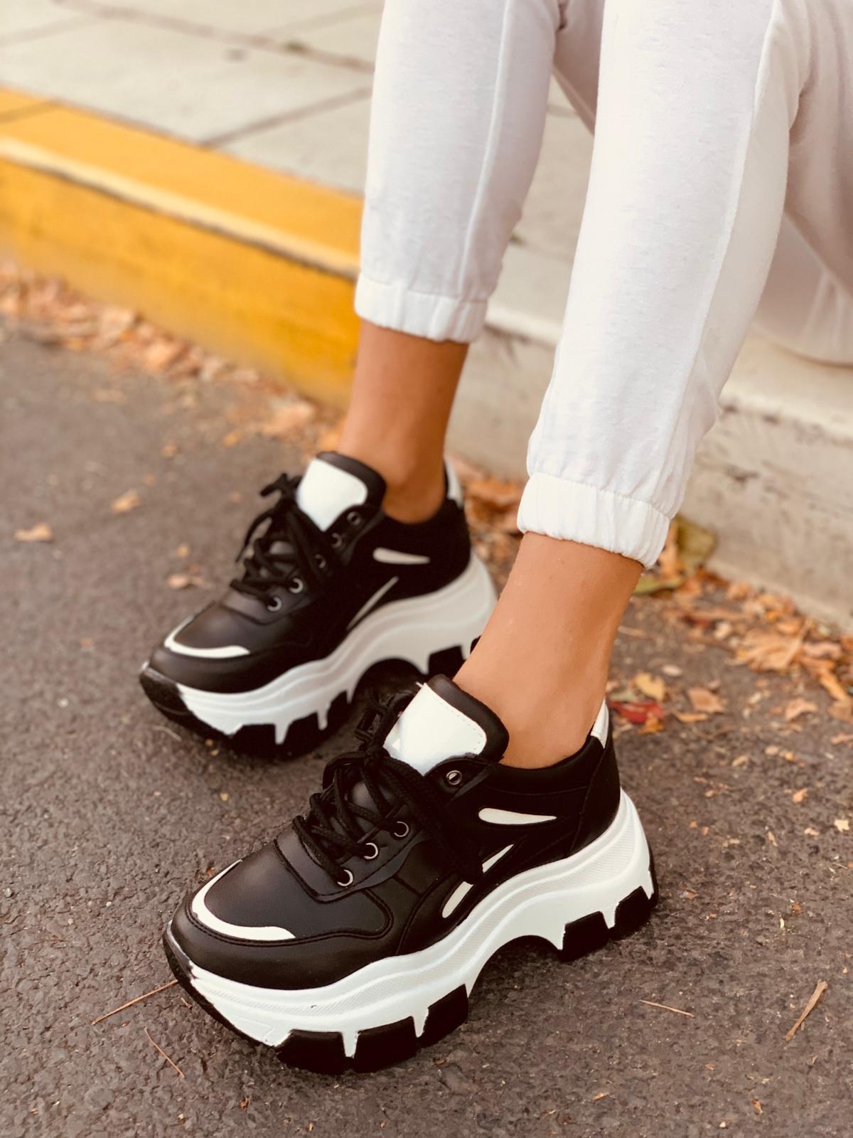 Siyah - Beyaz (Brave) Kadın Spor Ayakkabı Sneakers l Erva'nın Butiği