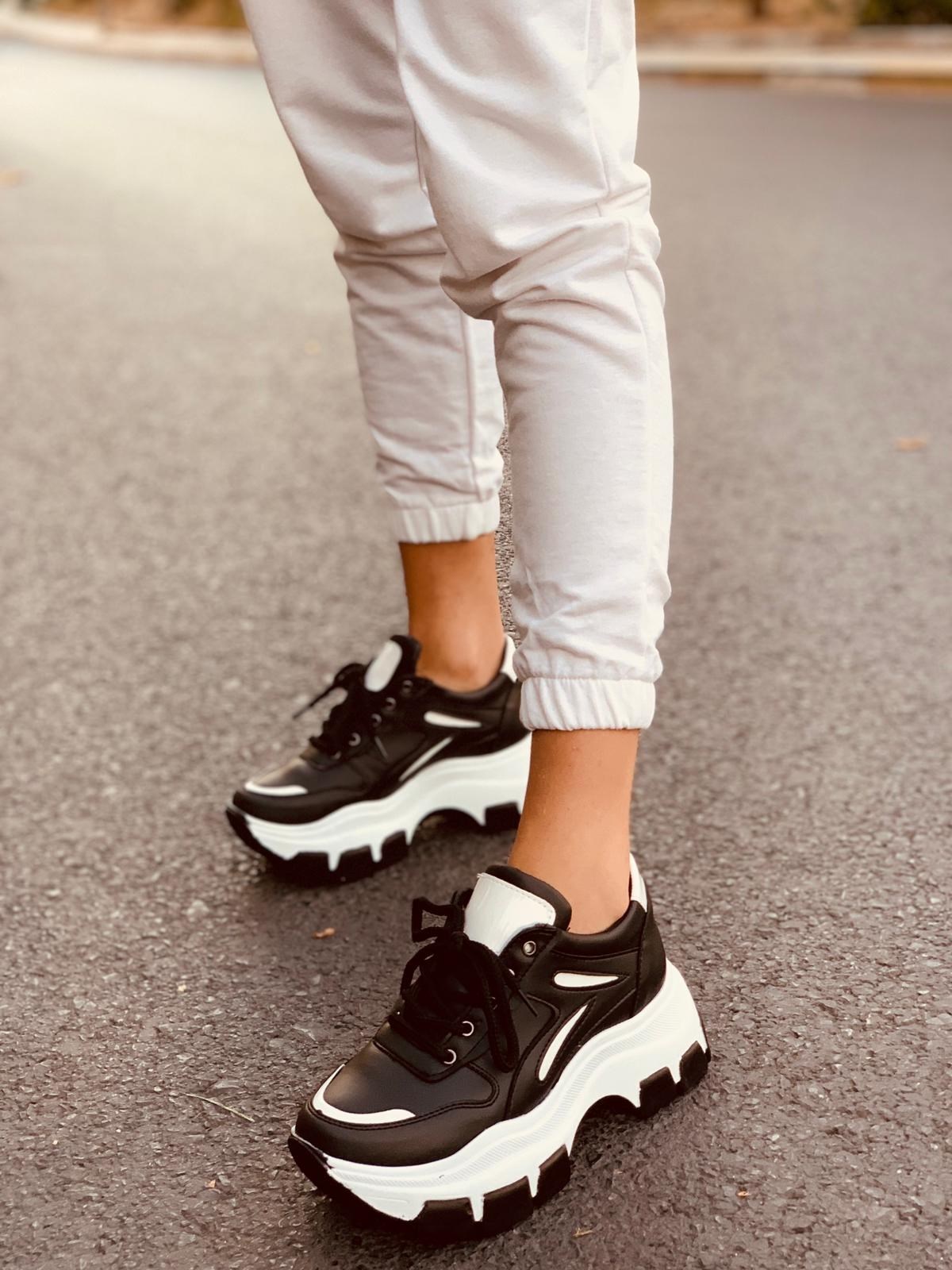 Siyah - Beyaz (Brave) Kadın Spor Ayakkabı Sneakers l Erva'nın Butiği
