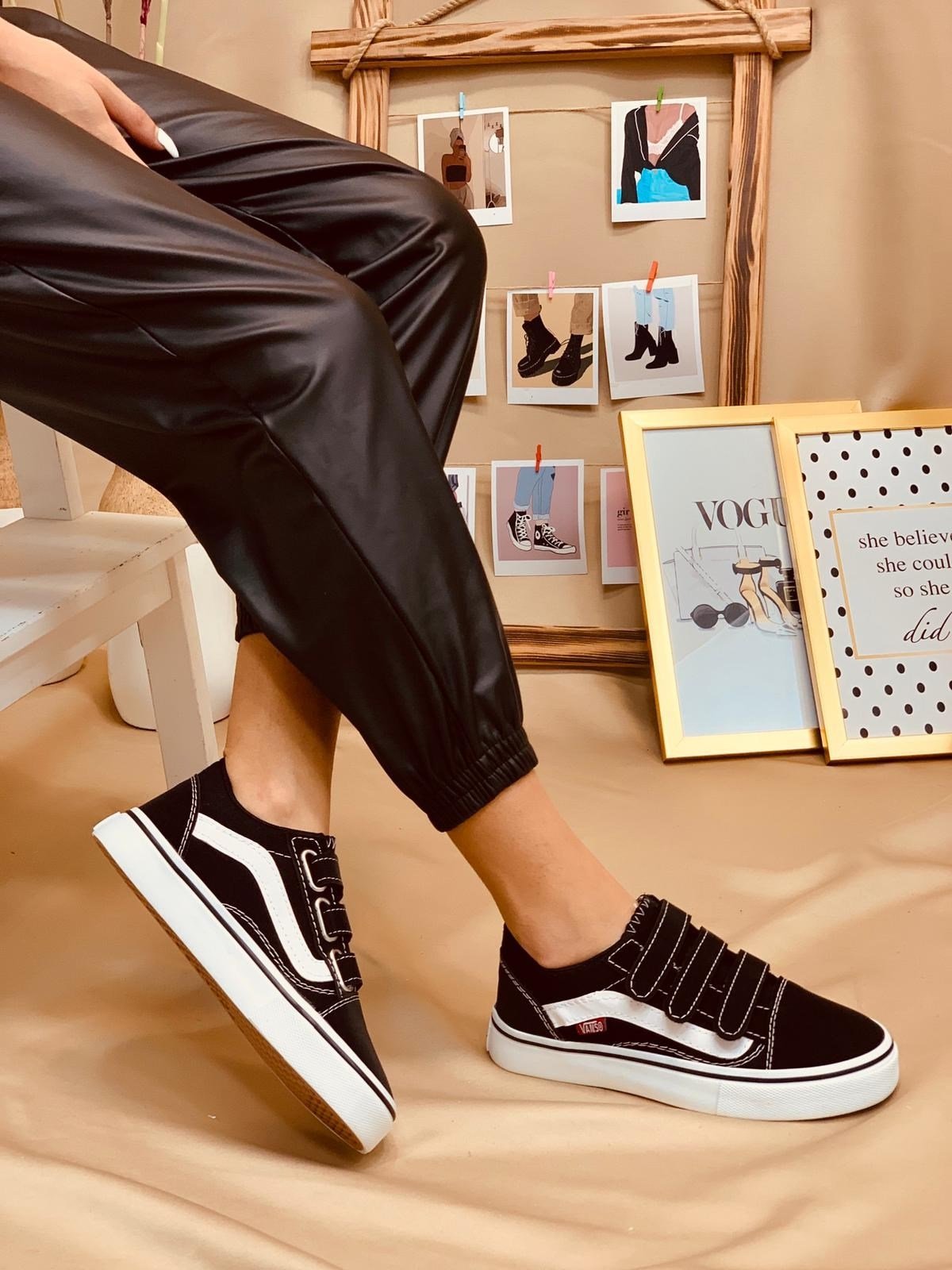 Siyah Bantlı (Vans) Kadın Spor Ayakkabı Sneakers l Erva'nın Butiği