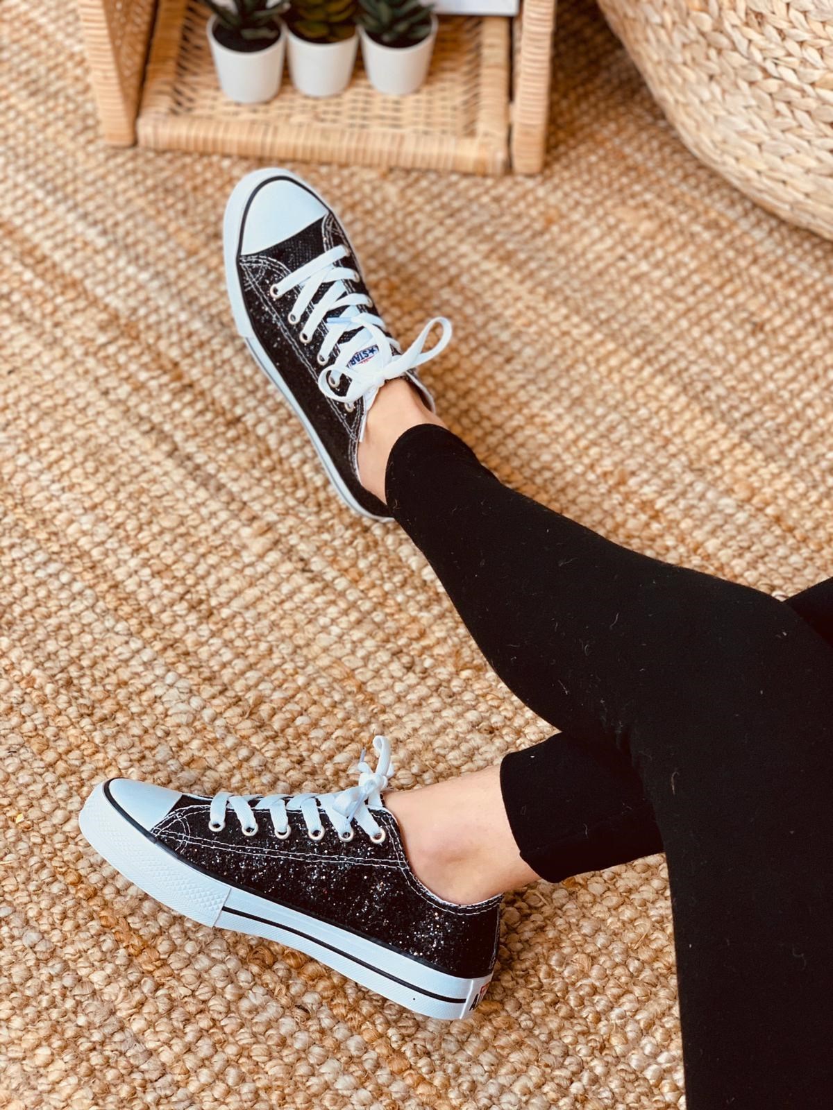 KISA SİYAH SİM (Converse) Spor Ayakkabı Kadın Sneakers l Erva'nın Butiği
