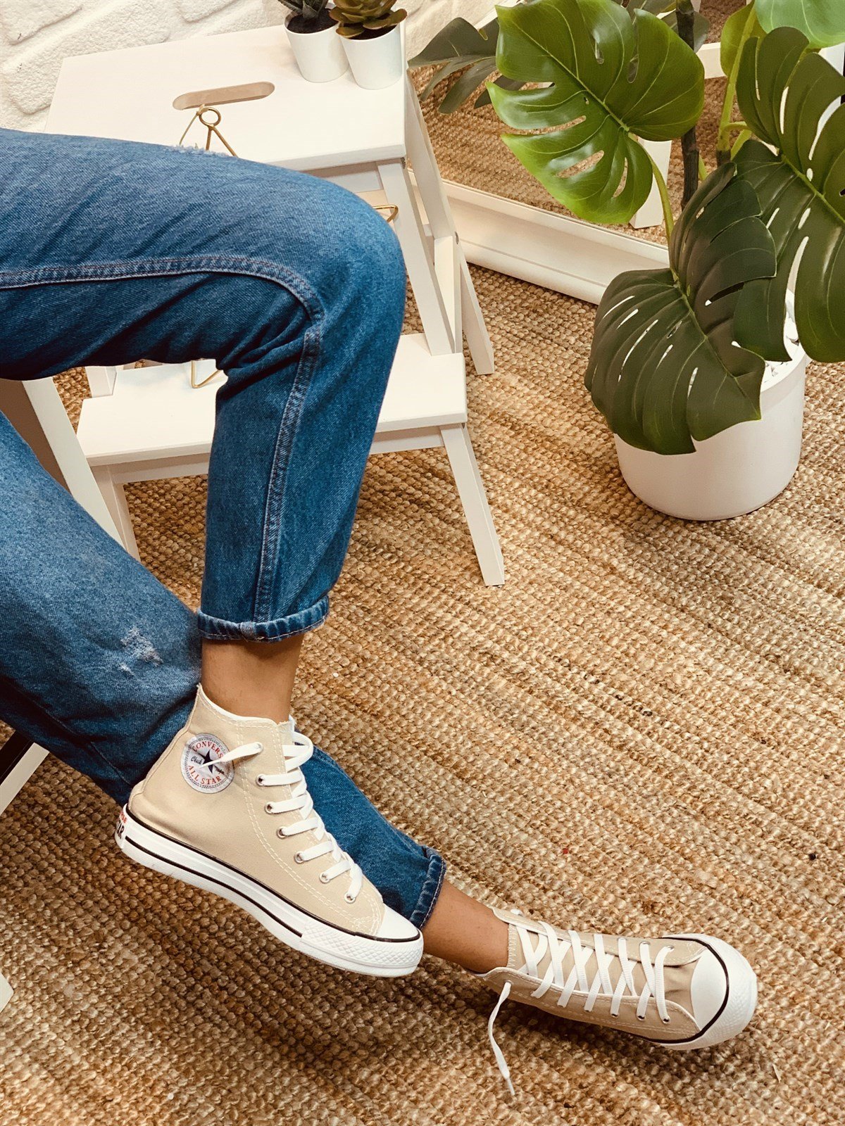 BOT KREM (Converse) Kadın Spor Ayakkabı Sneakers l Erva'nın Butiği