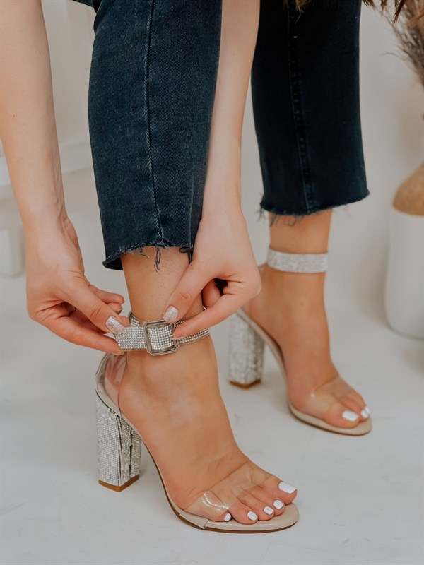 Ten Rugan (Monaco) Taş Detay Kadın Topuklu Sandalet