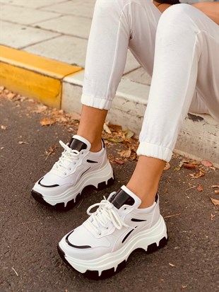 Beyaz - Siyah (Brave) Kadın Spor Ayakkabı Sneakers l Erva'nın Butiği