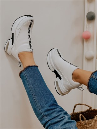 Beyaz Triko (Love) Kadın Sneakers