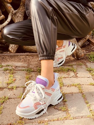 Pembe - Beyaz (Sentello) Kadın Spor Ayakkabı Sneakers
