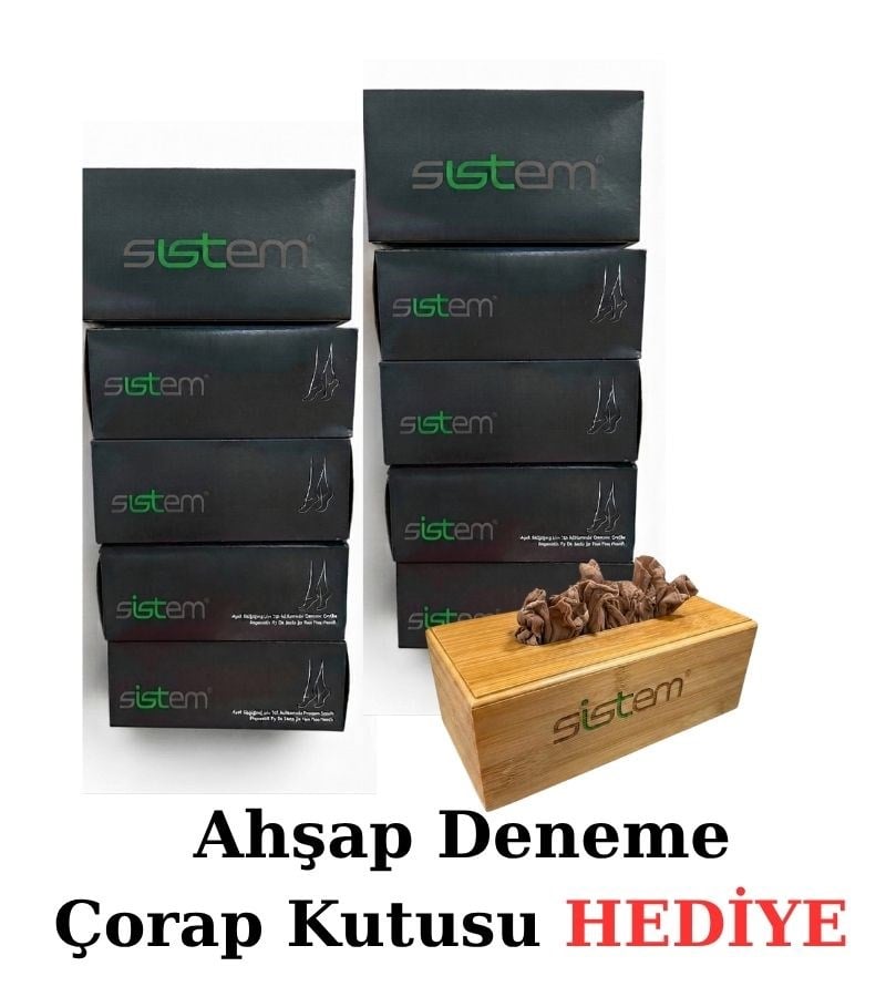 10 Tane Deneme Çorabı Ahşap Deneme Kutusu Hediye.-Renksiz sistemayakkabi