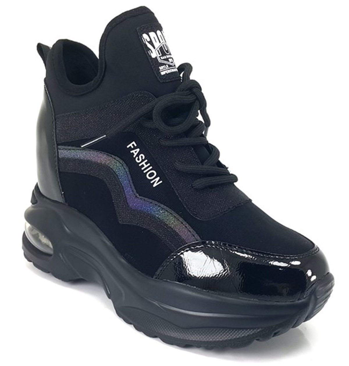 300-4 Guja İçten Gizli Topuklu Bayan Spor Ayakkabı-Siyah - Sistem Ayakkabı  Online