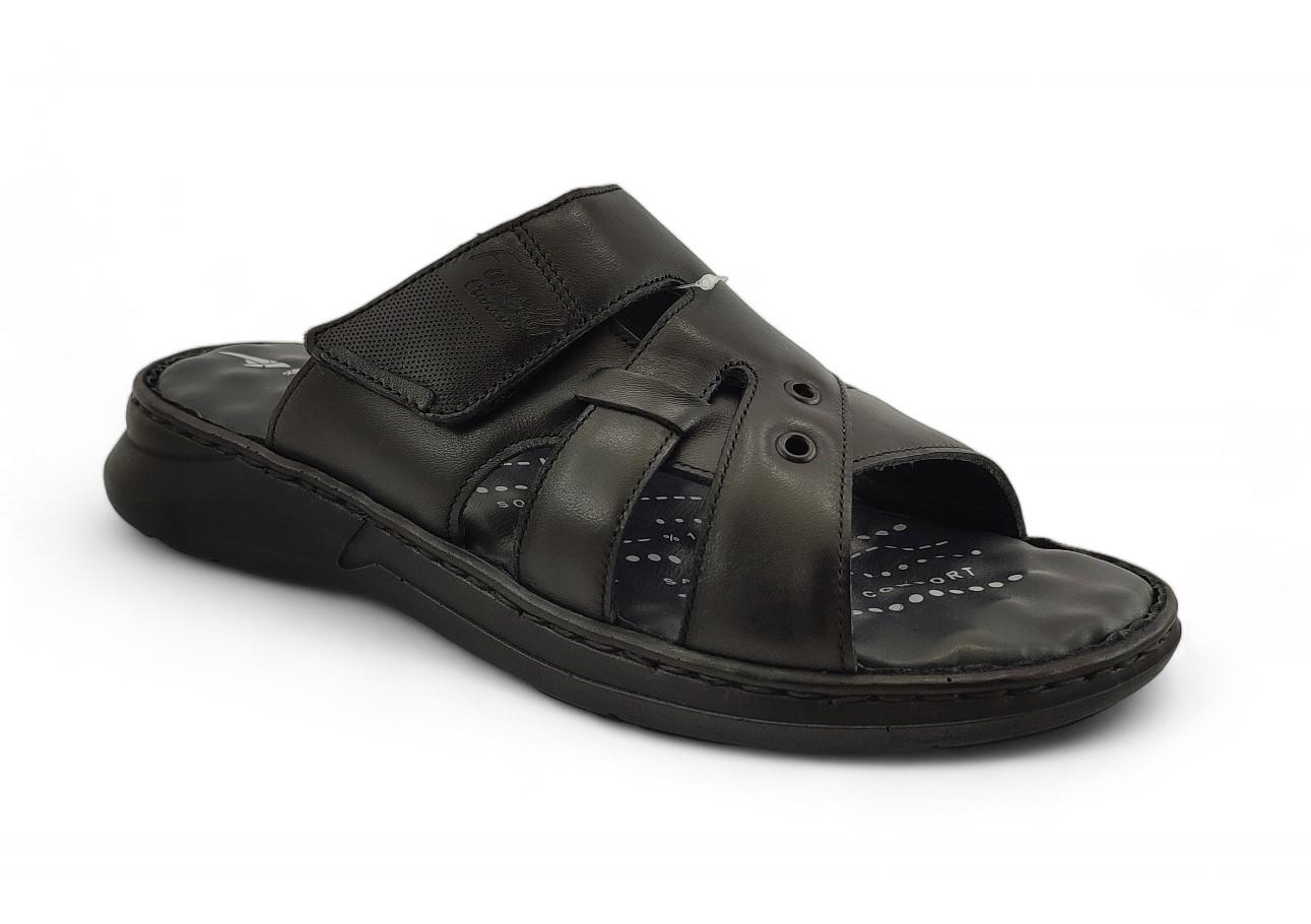 Forelli Berke Günlük Anatomik Deri Erkek Terlik-Siyah sistemayakkabi