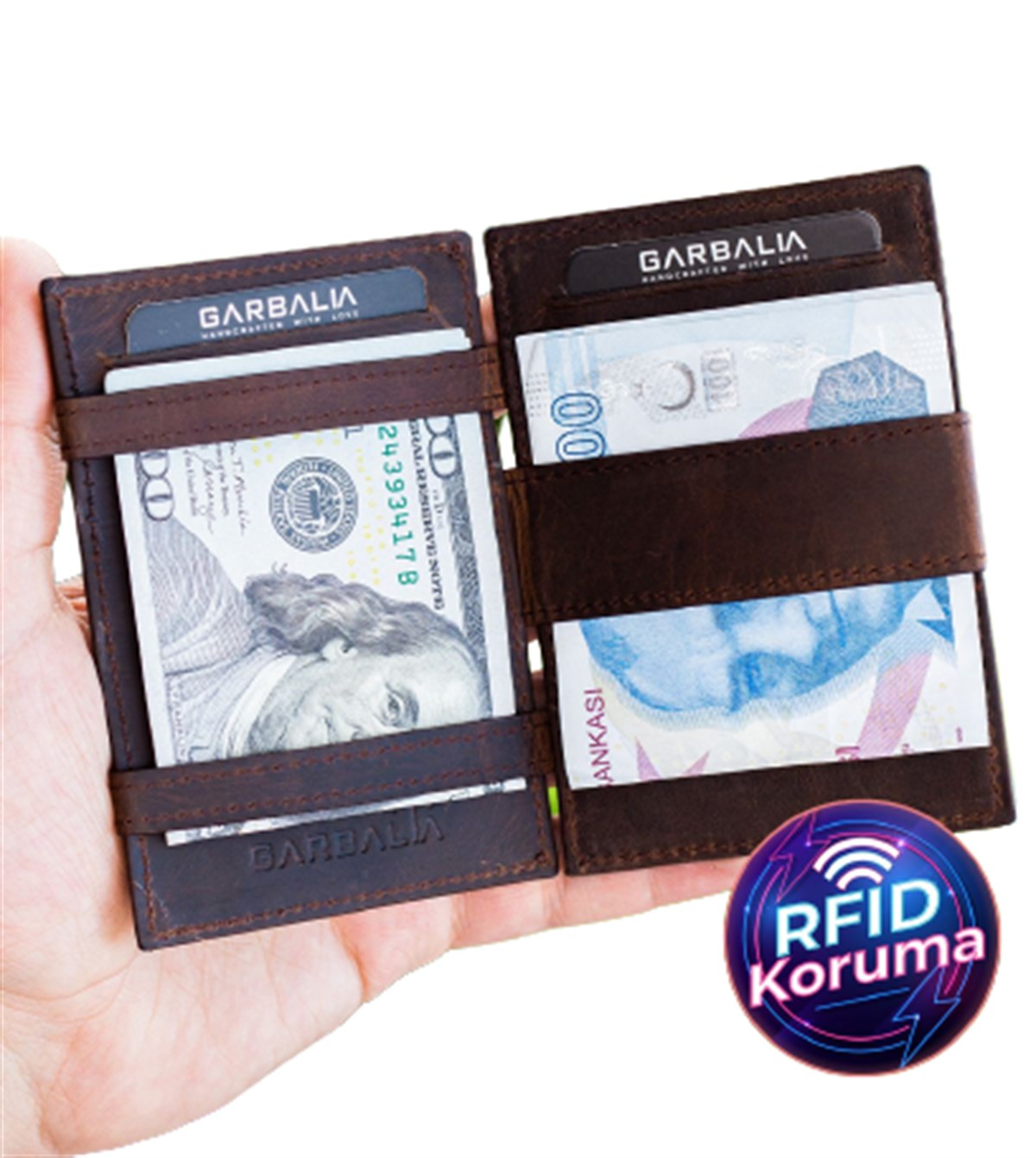 Garbalia Magic Hakiki Deri RFID Engelleyici Unisex-Kahverengi sistemayakkabi