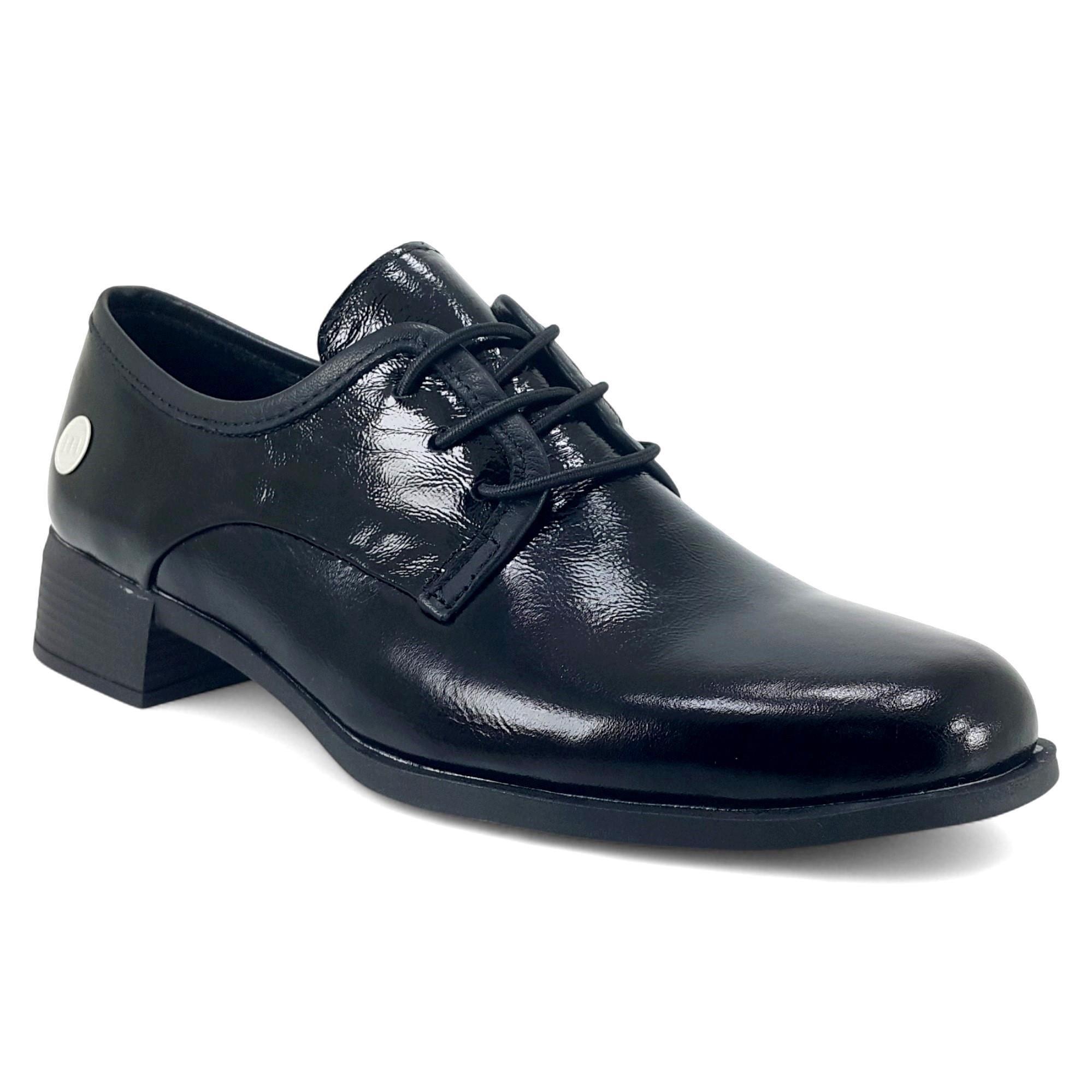 Mammamia 7245 Hakiki Deri Günlük Kadın Ayakkabı-Siyah Rugan sistemayakkabi