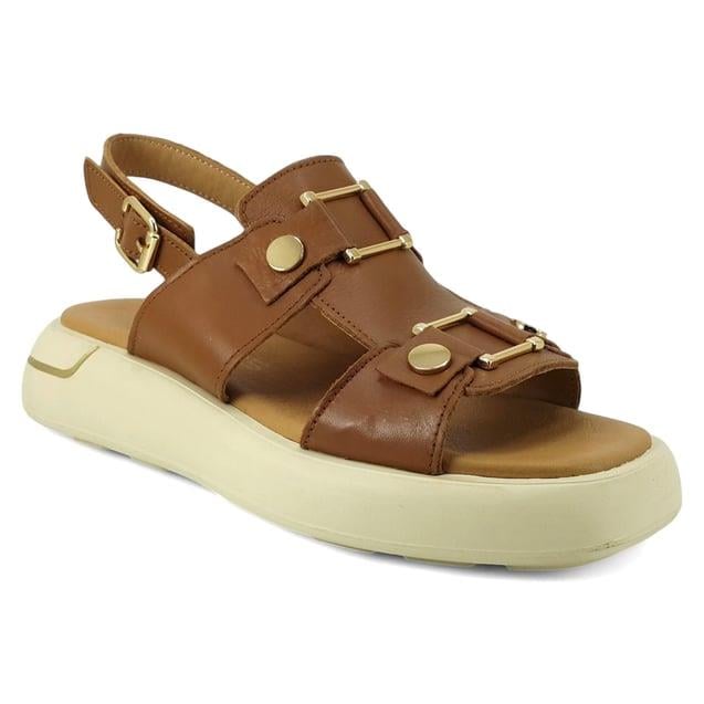 Venüs 2544007 Günlük Hakiki Deri Bayan Sandalet-Taba sistemayakkabi