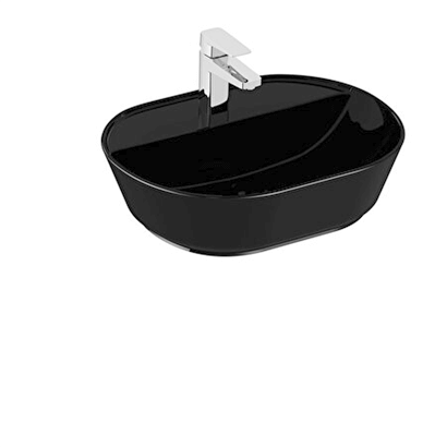 Vitra Geo Oval Tezgah Üstü Lavabo Parlak Siyah, 55 Cm
