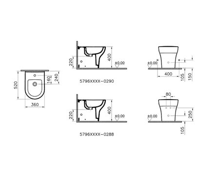 Vitra Zentrum Square Yerden Bide, 54 Cm