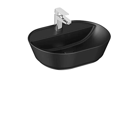 Vitra Geo Oval Tezgah Üstü Lavabo Mat Siyah, 55 Cm