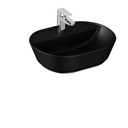 Vitra Geo Oval Tezgah Üstü Lavabo Mat Siyah, 55 Cm