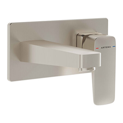 Artema Root Square Ankastre Lavabo Bataryası (Sıva Üstü Grubu) Fırçalı Nikel