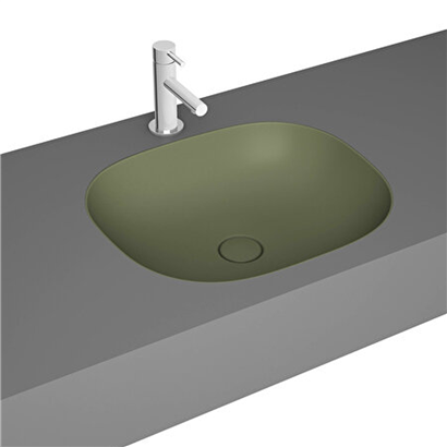 Vitra Plural Mat Yosun Yeşili Kare Tezgahaltı Lavabo 45 Cm