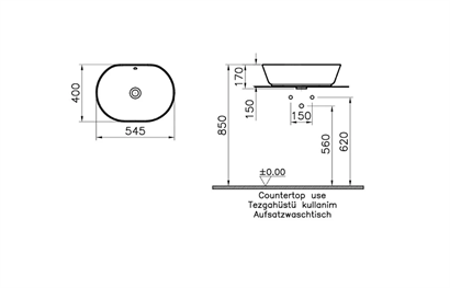 Vitra Geo Oval Çanak Lavabo Mat Bej, 55 Cm