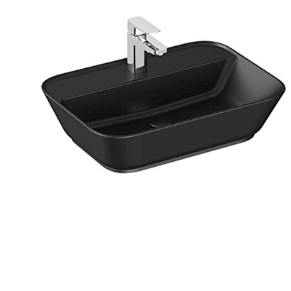 Vitra Geo Dikdörtgen Çanak Lavabo Mat Siyah, 60 Cm