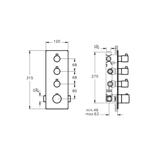 Artema Aquaheat S5 Ankastre Banyo&Duş Bataryası - 5 Yollu Yönlendirici Krom