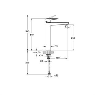 Artema Root Square Çanak Lavabo Bataryası Krom