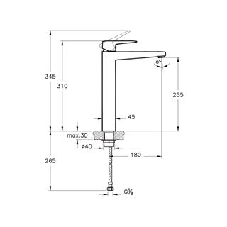 Artema Root Square Çanak Lavabo Bataryası Mat Siyah
