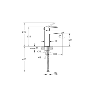 Artema Root Square Lavabo Bataryası (Yüksek) Krom