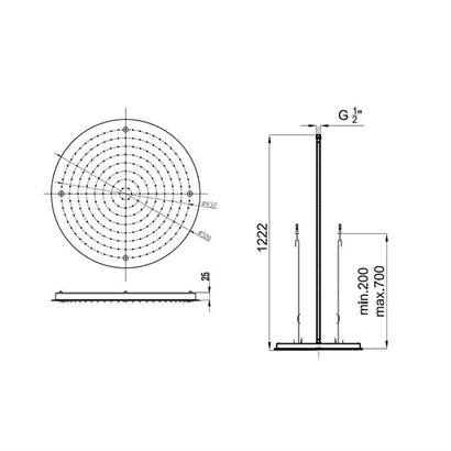 Bocchi 500RS Ankastre Tavan Duşu, ø500 mm