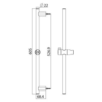 Bocchi 600R Ayarlanabilir Sürgü, 605 mm Krom