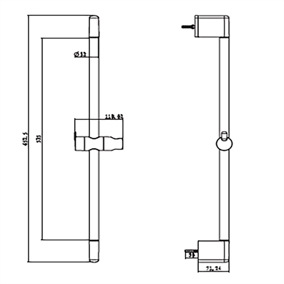 Bocchi 650R Ayarlanabilir Sürgü, 650 mm, Siyah