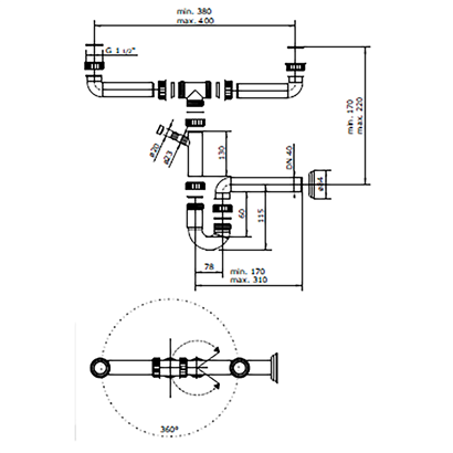 Bocchi A1713 İkili Gider Borusu