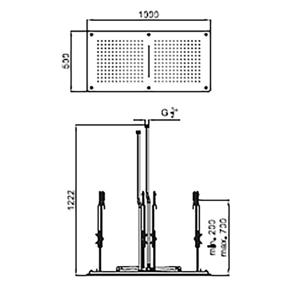 Bocchi AIR2 1000TS Ankastre Tavan Duşu 1000x500 mm