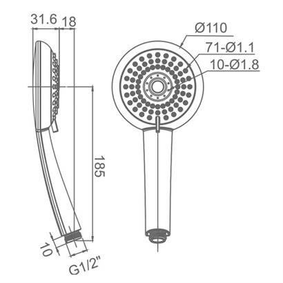 Bocchi Air2 110R 3F Duş Başlığı 5500-0011