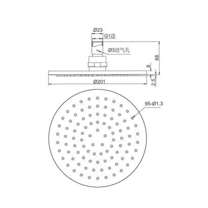 Bocchi AIR2 200R Tepe Duşu, ø200 mm Krom