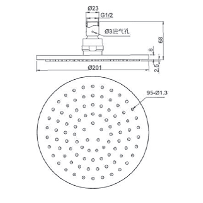 Bocchi AIR2 200R Tepe Duşu, ø200 mm Mat Siyah