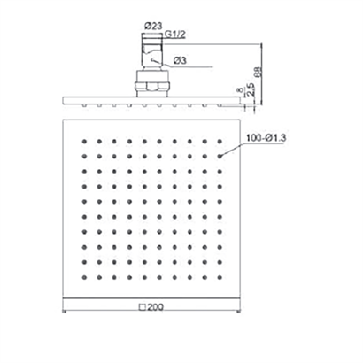 Bocchi AIR2 200S Tepe Duşu, 200x200 mm Krom