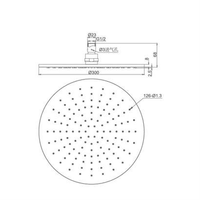 Bocchi AIR2 300R Tepe Duşu, ø300 mm Krom