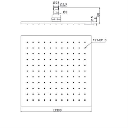 Bocchi AIR2 300S Tepe Duşu, 300x300 mm