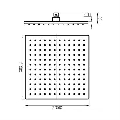 Bocchi AIR2 Tepe Duşu, 300x300 mm Krom