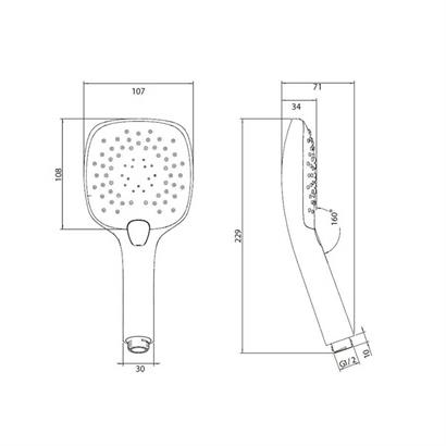 Bocchi AIR2 TOUCH2 XTREME ECO 110S El Duşu, 3F, 107x108 mm