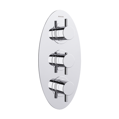 Bocchi Ankastre Termostatik Duş Bataryası 3 Çıkışlı, 102x280 mm Oval