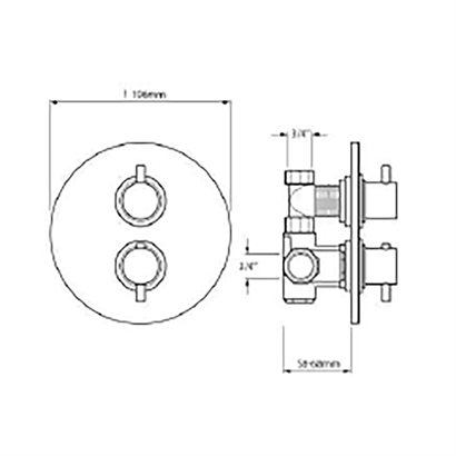 Bocchi Ankastre Termostatik Duş Bataryası 2 Çıkışlı, ø196 mm