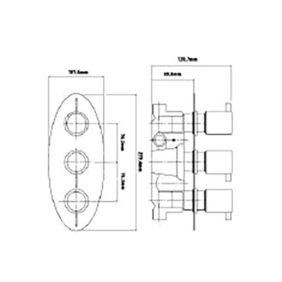 Bocchi Ankastre Termostatik Duş Bataryası 3 Çıkışlı, 102x280 mm Oval
