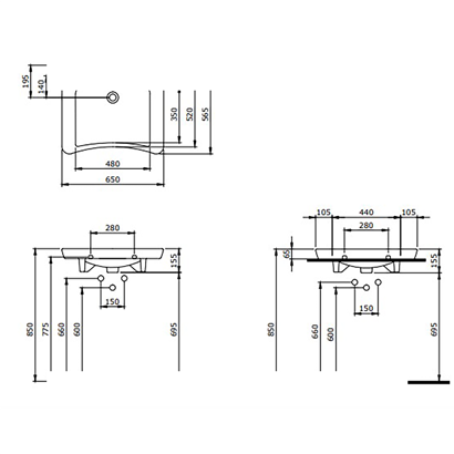Bocchi Bedensel Engelli Lavabosu 65 cm, P.Mandalina Sarısı