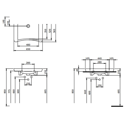 Bocchi Bedensel Engelli Lavabosu 65 cm