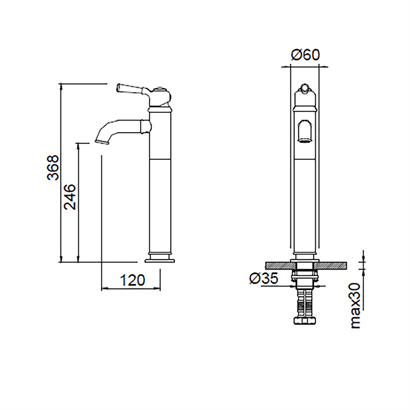 Bocchi Burlington Krom Çanak Lavabo Bataryası