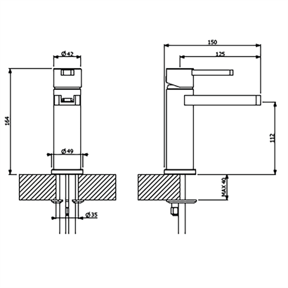 Bocchi Canyon Crystal Siyah Lavabo Bataryası