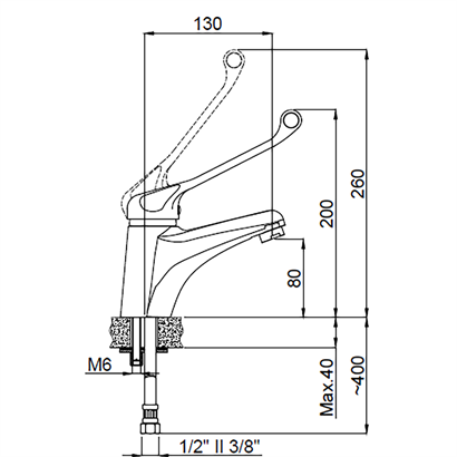 Bocchi Care Pure Engelli Lavabo Bataryası Krom